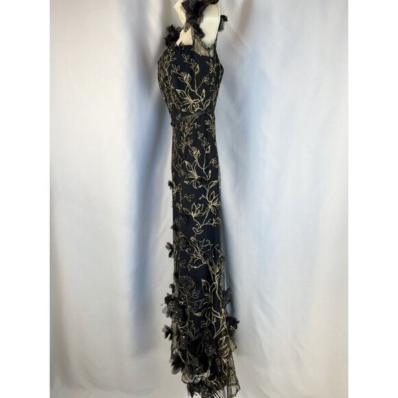 NEW Marchesa Notte Black Off-The-Shoulder Embroidered Gown $995 - Picture 6 of 14